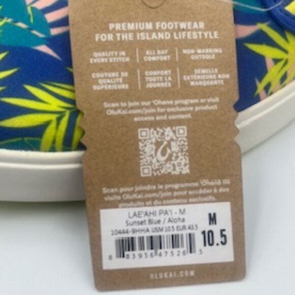 NEW Olukai Blue Aloha Floral Men\'s Sneakers Size 10.5 Lae’ahi Pa’L Slip On shoes main image 4